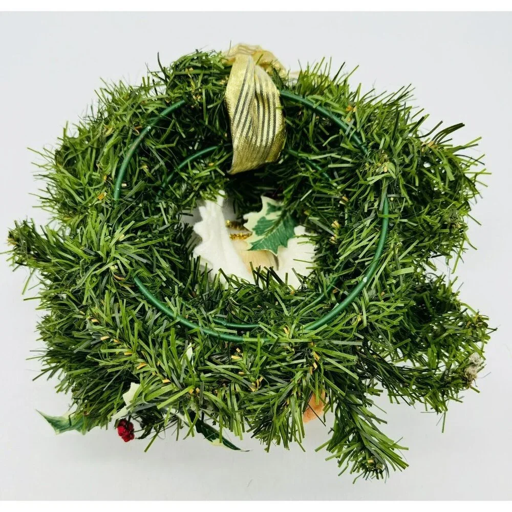 Annalee Angel 1996‎ Homemade Christmas Wreath 9 inch Pine Cones Holly USA